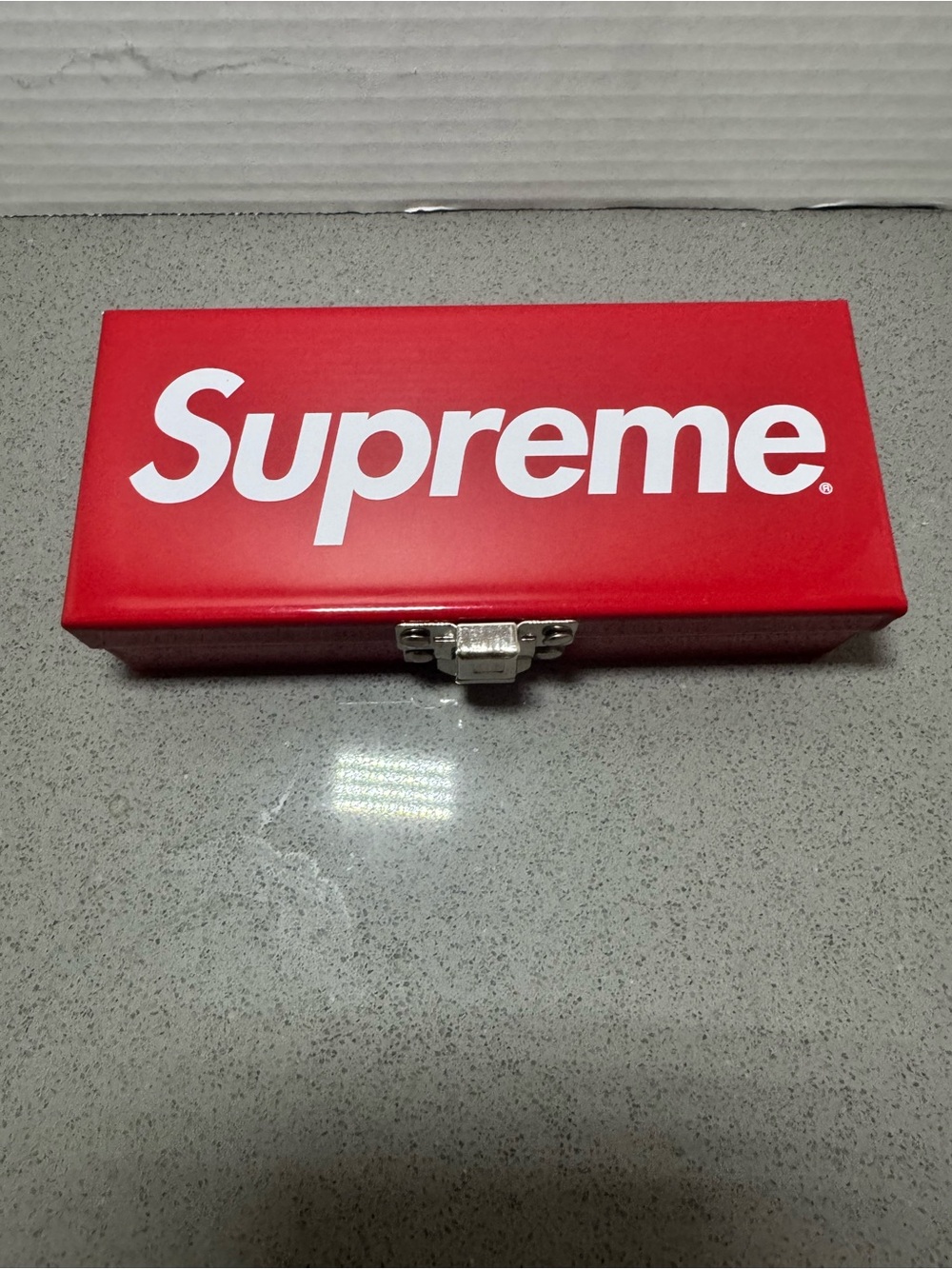 Supreme Red Metal Logo Box with Silver Latch